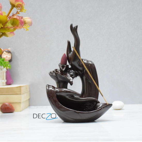 Buddha  Blessing Hand Incense Holder & Backflow Burner: Brown