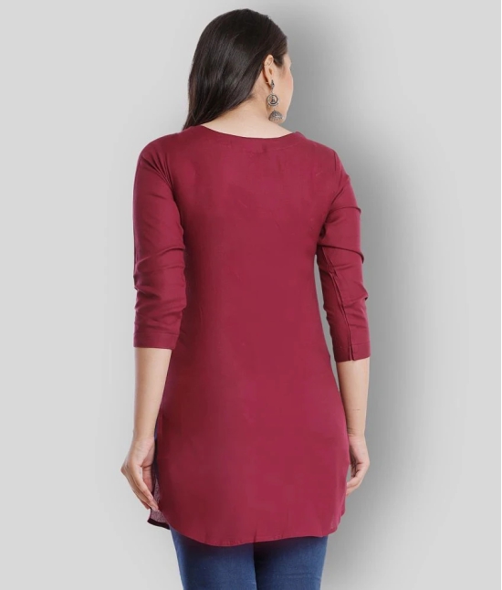 HIGHLIGHT FASHION EXPORT - Maroon Viscose Womens Straight Kurti ( Pack of 1 ) - S