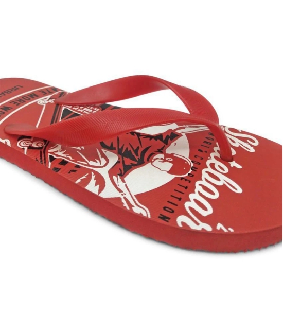 UrbanMark Men Comfortable Light Weight Printed Hawai Slippers- Red - None