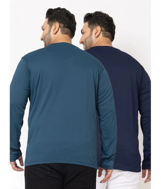 YHA Cotton Blend Regular Fit Solid Full Sleeves Mens T-Shirt - Navy ( Pack of 2 ) - None