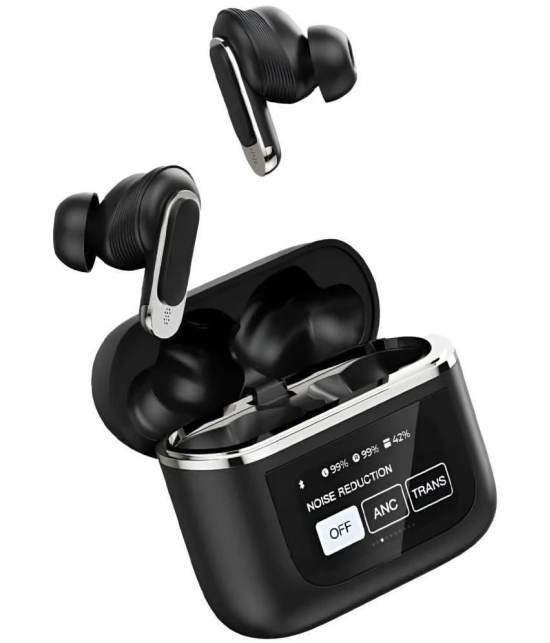 VERONIC V8 TouchScreen ANC Bluetooth True Wireless (TWS) In Ear 32 Hours Playback Active Noise cancellation IPX4(Splash & Sweat Proof) Black