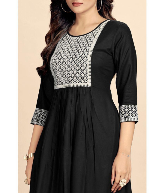 Glomee Rayon Embroidered Straight Women's Kurti - Black ( Pack of 1 ) - None