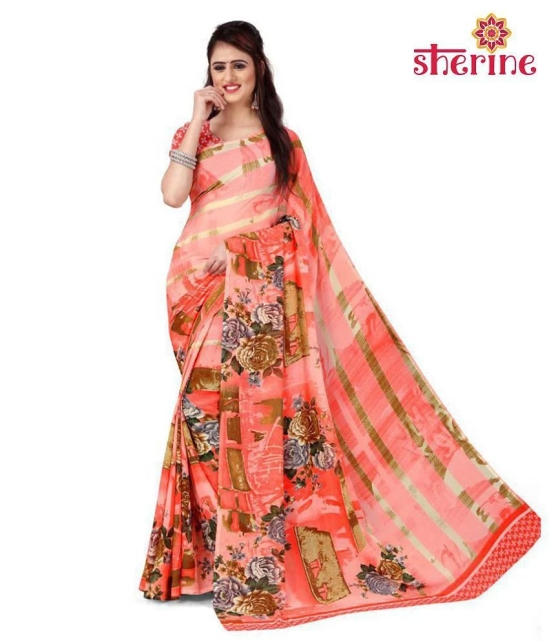 ANAND SAREES Pink Georgette Saree