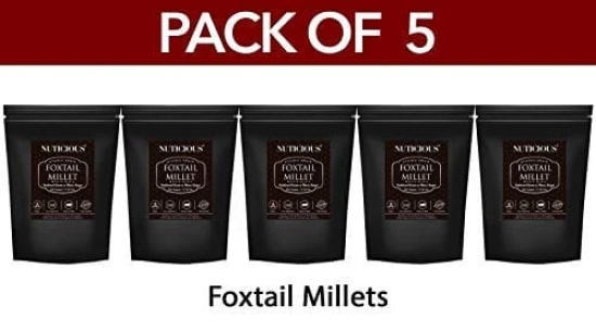 NUTICIOUS Foxtail Millet - Kaon/Kang/Kangni/Kakum/Navani/korralu/Korra/thinai 500 GX 5 (Pack of 5) Fiber Food Dietery food