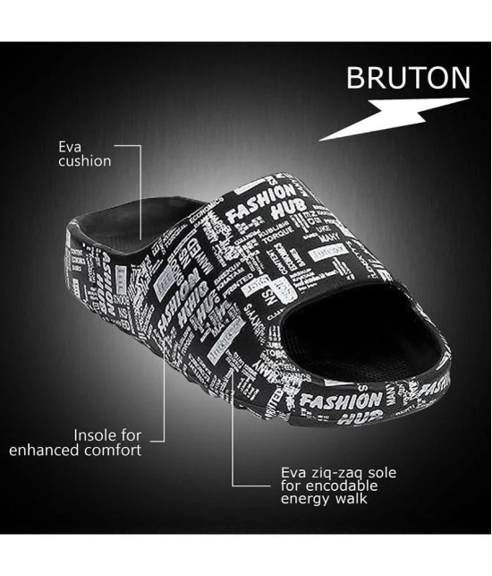 BRUTON Black Mens Slide Flip Flop - None