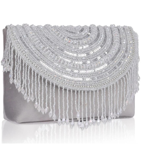 Nicoberry Silver Canvas Box Clutch - Silver