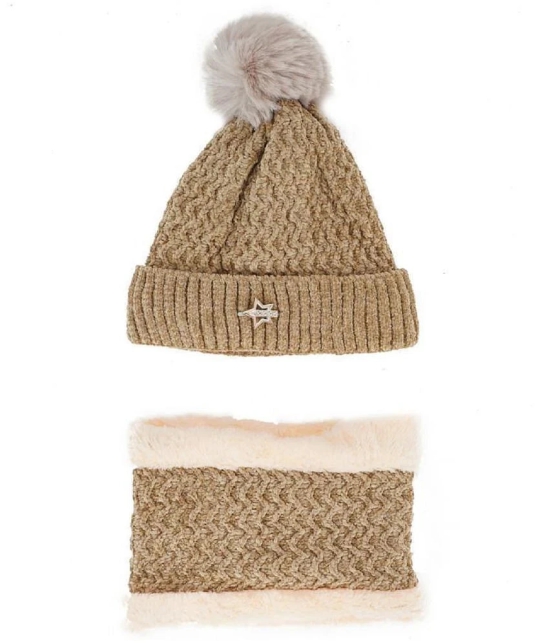 PENYAN Girls Beige Woollen Caps For Winter ( Pack of 1 ) - Beige