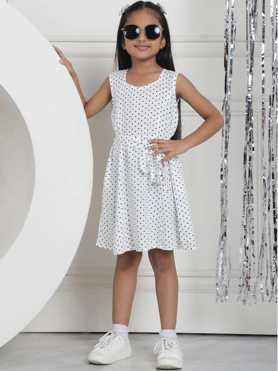 MINI & MING Girls Polka Dot Printed Tie-Ups A-Line Dress