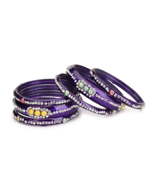 AFAST  Combo Party & Festivle Designer Ornamented With Colorful Beads And Figures Fancy Matching Glass Bangles & Kada Set Of Six Each With Safety Box - None