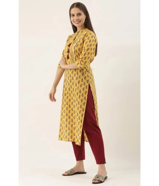 Rajnandini - Yellow 100% Cotton Womens Straight Kurti ( Pack of 1 ) - None