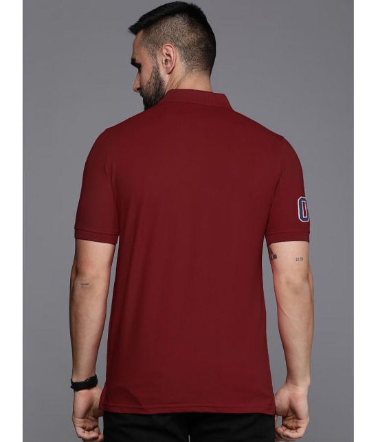 ADORATE Cotton Blend Regular Fit Embroidered Half Sleeves Men's Polo T Shirt - Burgundy ( Pack of 1 ) - None