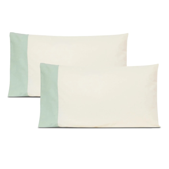 Colour Accent 100% Cotton Bed Pillow Cover | Set of 2 Pista