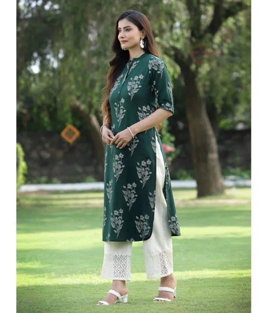 Juniper - Green Rayon Womens Straight Kurti ( Pack of 1 ) - None