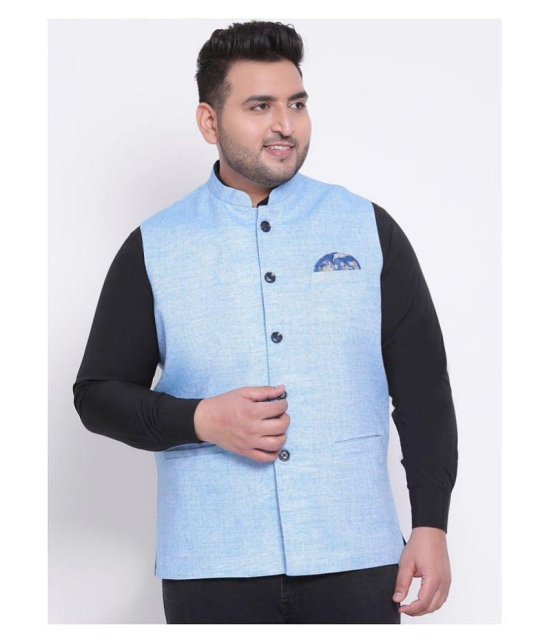 Hangup Blue Linen Nehru Jacket - None