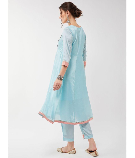 Pannkh - Light Blue Art Silk Womens A-line Kurti ( Pack of 1 ) - None