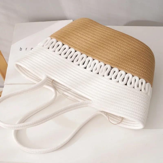 Braided Large Capacity Portable Cotton Bag-Tape lining