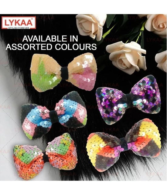 Lykaa Sequin Sparkle Hair Bows Clips Large Big Shiny Glitter Alligator Hair Clips For Women - 2Pcs - Multi