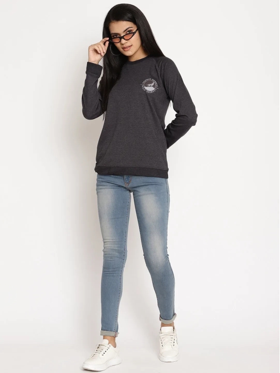 Women Wild Journey Black Solid Sweatshirt-XL