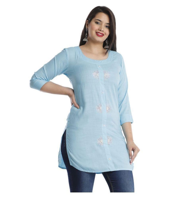 HIGHLIGHT FASHION EXPORT - Blue Viscose Womens Straight Kurti ( Pack of 1 ) - M