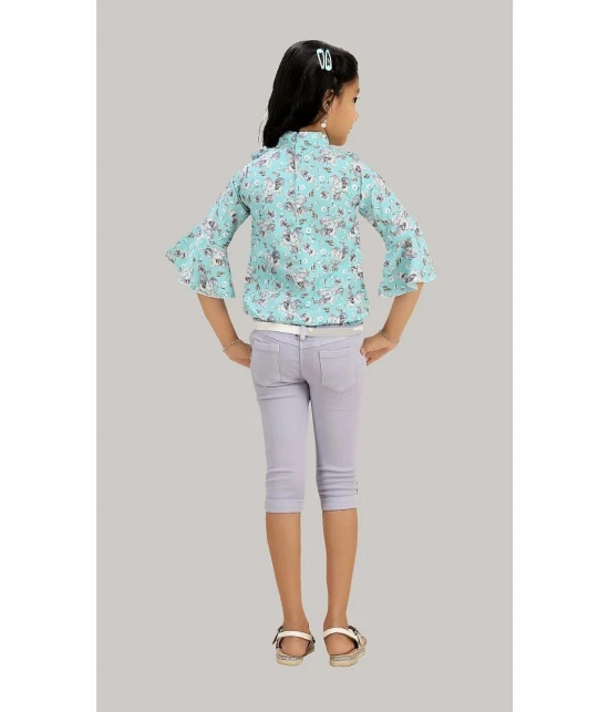 Arshia Fashions - Blue Denim Girls Top With Capris ( Pack of 1 ) - None