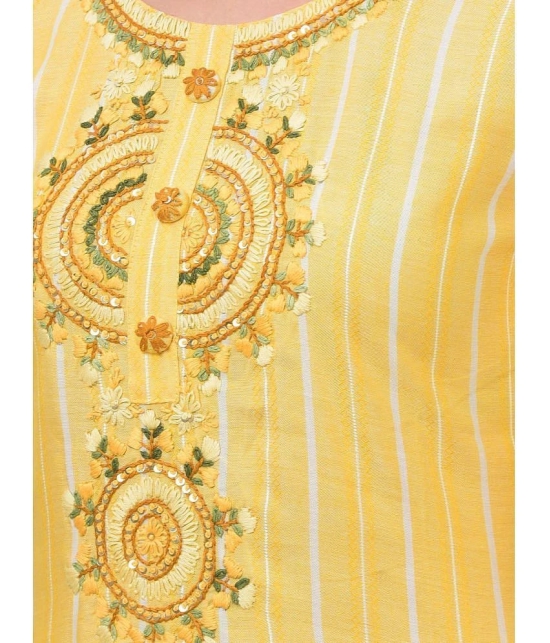 Dollar Missy Cotton Blend Striped Straight Womens Kurti - Yellow ( Pack of 1 ) - None