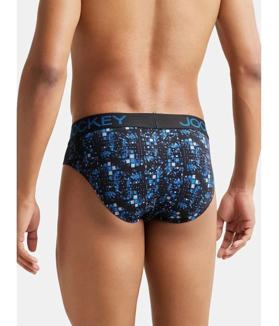 Jockey FP22 Men Super Combed Cotton Elastane Stretch Printed Brief - Black & Sky Diver - None