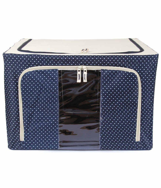 UberLyfe Foldable Cloth Storage Box with Steel Frames Large (Blue, 66L)