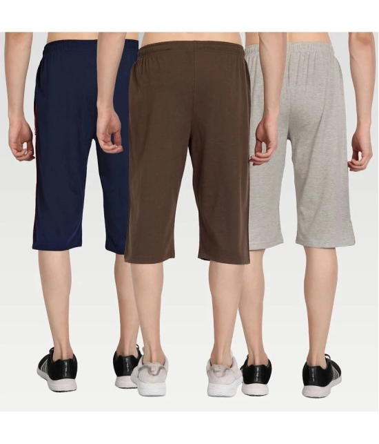 Zeffit - Multi Cotton Blend Mens Three-Fourths ( Pack of 3 ) - None