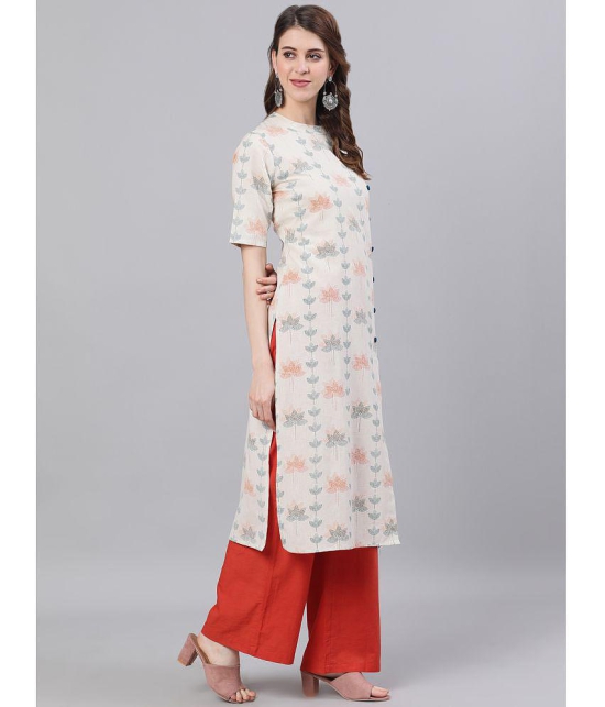 Antaran Cotton Printed Straight Womens Kurti - White ( Pack of 1 ) - None