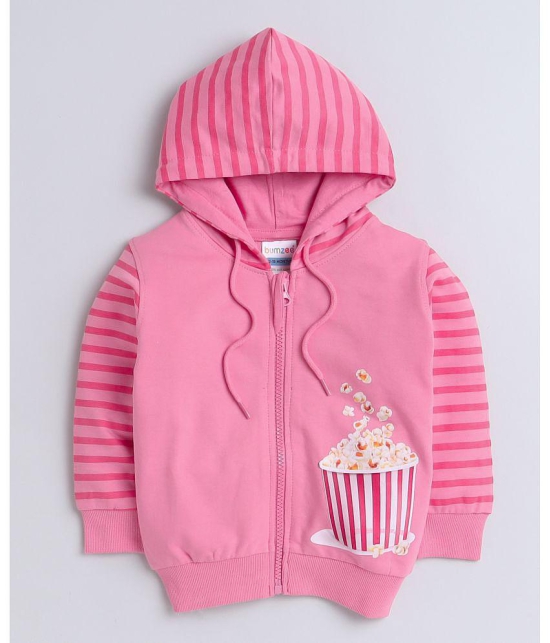 BUMZEE Pink Girls Full Sleeves Hooded Sweatshirt Age - 18-24 Months - None