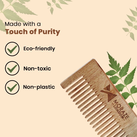 Pure Neem Wood Comb, Brown