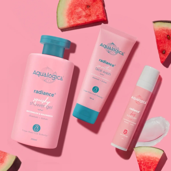 Bright & Radiant Skin Trio (Radiance+ Dewy Sunscreen + Radiance+ Squishy Shower Gel + Radiance+ Smoothie Face Wash)- 50g + 250ml + 100ml