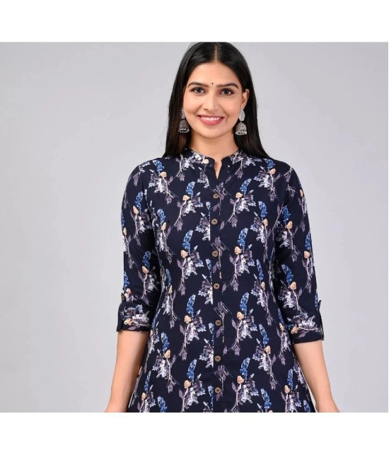 MAUKA Rayon Printed Straight Womens Kurti - Blue ( Pack of 1 ) - None