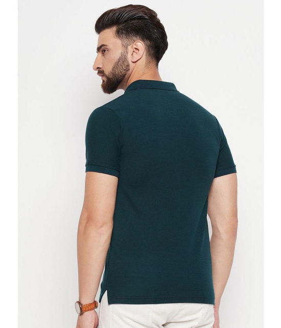 MXN - Dark Green Cotton Blend Regular Fit Mens Polo T Shirt ( Pack of 1 ) - None