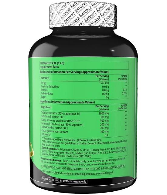 NATURYZ Testo-6 Plant Natural Testosterone Booster for Men with Tribulus & Ashwagandha - 60 Tablets