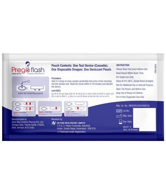 PregaFlash Pregnancy Test Kit - One Step device - Pack of 4