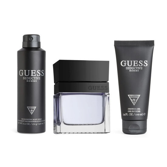 Guess Seductive Homme Men Gift Set (Eau de Toilette 100ml + Shower Gel 100ml + Body Spray 170g + Pouch)