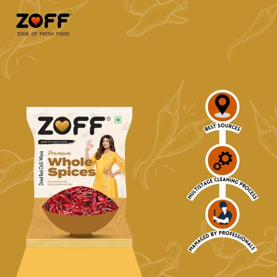 Zoff Dried Red Chilli | Natural and Fresh Sukhi | Lal Mirch Farm Picked