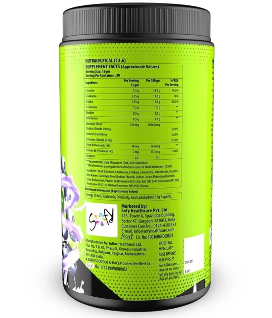 NATURYZ BCAA Energy Blast Pre Intra Post Workout For Recovery & Energy - 450g(BlueBerry Flavour)