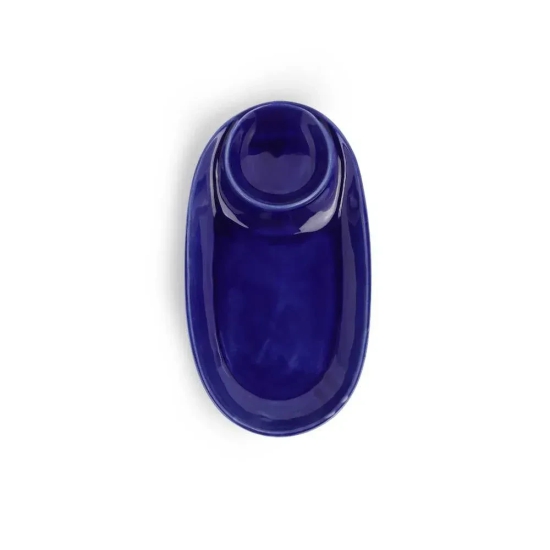 Ceramic Oval Chip and Dip Platter Navy Blue