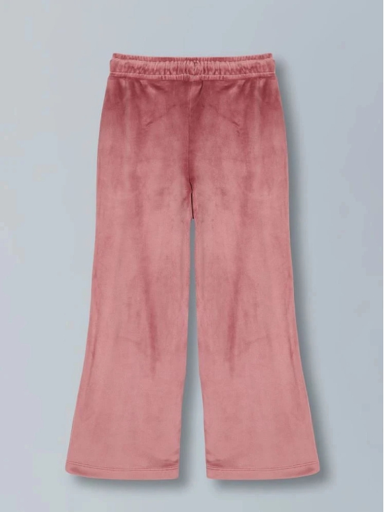 PlumTree Girls Crown Stone wide leg relaxed Fit Cotton Trouser - Winter pink - None