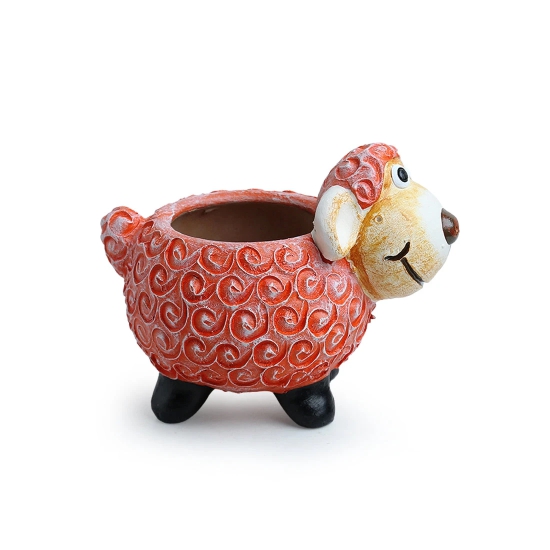 Cheerful Sheep Handmade & Handpainted Terracotta Planter Pot (8 Inch)