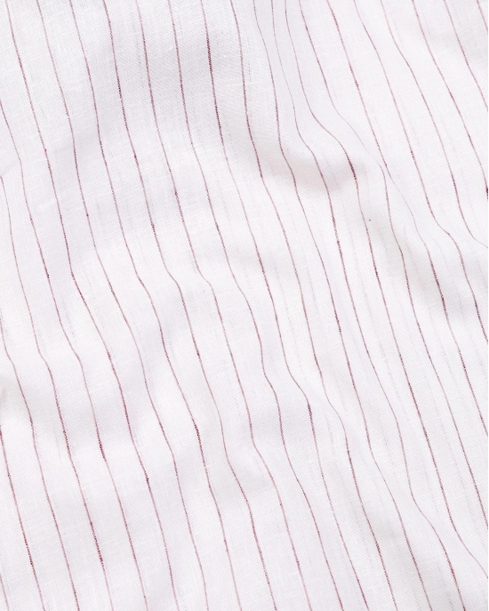 Zenith Potter''s Pink Stripe On White Linen Shirt-40 / M