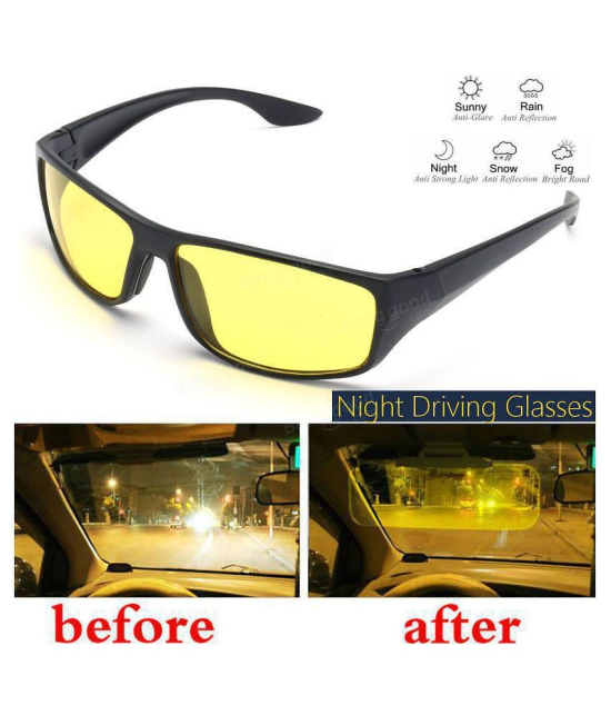 Style Smith - Day & Night Vision UV Protection HD Goggles Sunglasses Men/Women Driving Glasses Sun Glasses (Yellow) - M