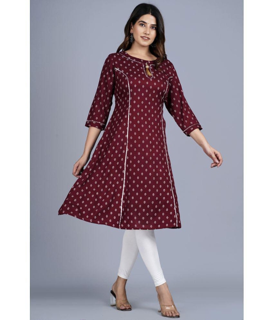 Smien - Maroon Rayon Womens A-line Kurti ( Pack of 1 ) - None