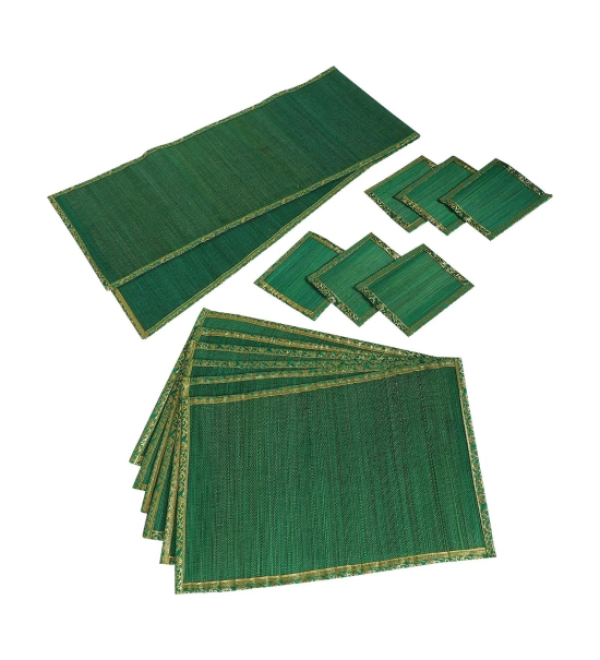 Silpakarman Bamboo Dining Mats - Green (Set of 13)