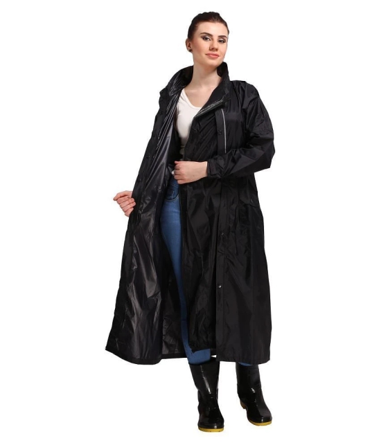 Goodluck Nylon Long Raincoat - Black - XXL