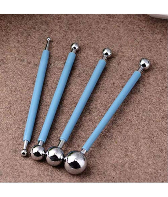 SHB Clay Modeling Stylus Dotting Sculpting Ceramics Stainless Steel Ball Tools Sugar Paste Cake - 4 Pcs Set