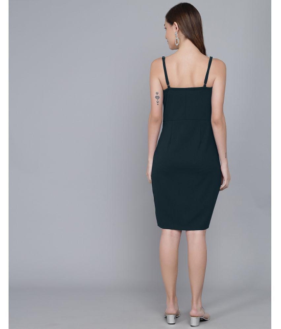 Addyvero Cotton Lycra Green Bodycon Dress - Single - M