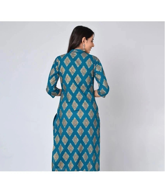 MAUKA - Blue Rayon Womens Straight Kurti ( Pack of 1 ) - None